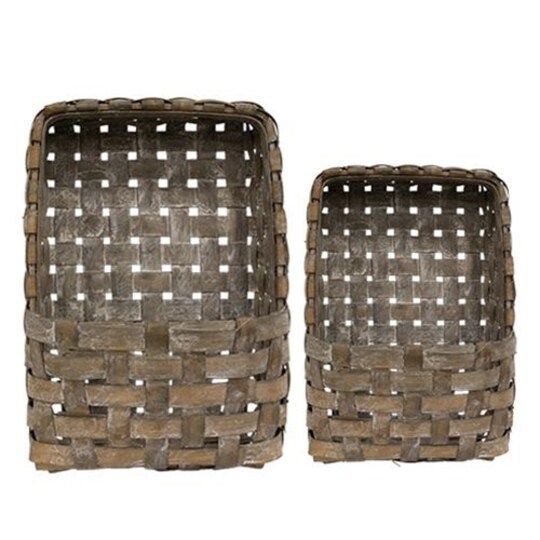 tobacco basket wall pocket Planter Set of 2 This wall pocket is constructed of wood strips Set of 2 Aged Tobacco